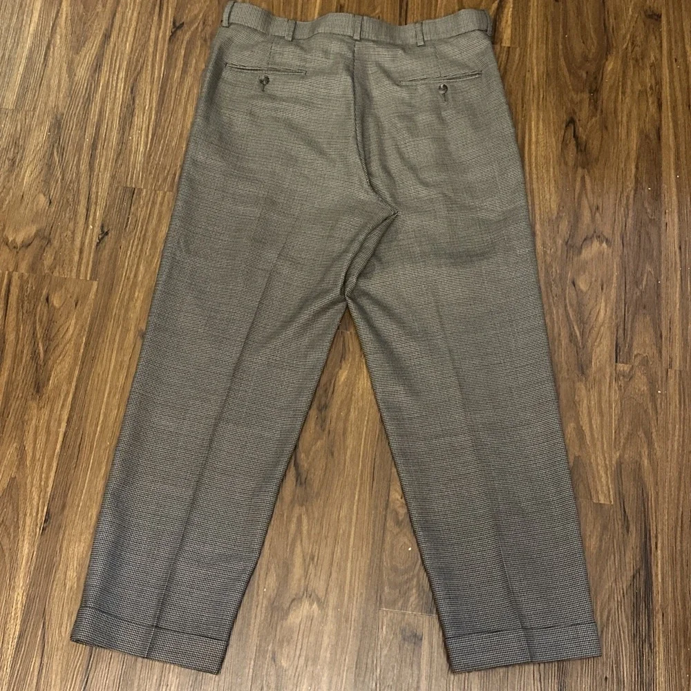 Hart Schaffner Marx Mens Dress‎ Pants 34R (36x29) Houndstooth Pleated 100% Wool